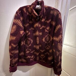 Marine Layer Burgundy and Beige Fleece Jacket